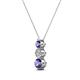 2 - Kesha (3.4mm) Round Iolite and Diamond Graduated Three Stone Drop Pendant 