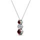 2 - Kesha (3.4mm) Round Red Garnet and Diamond Graduated Three Stone Drop Pendant 