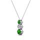 2 - Kesha (3.4mm) Round Green Garnet and Lab Grown Diamond Graduated Three Stone Drop Pendant 