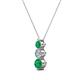 2 - Kesha (3.4mm) Round Emerald and Lab Grown Diamond Graduated Three Stone Drop Pendant 