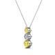 2 - Kesha (3.4mm) Round Yellow Sapphire and Lab Grown Diamond Graduated Three Stone Drop Pendant 