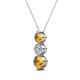 2 - Kesha (4.2mm) Round Citrine and Lab Grown Diamond Graduated Three Stone Drop Pendant 