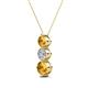 2 - Kesha (4.2mm) Round Citrine and Lab Grown Diamond Graduated Three Stone Drop Pendant 