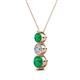 2 - Kesha (4.2mm) Round Emerald and Lab Grown Diamond Graduated Three Stone Drop Pendant 