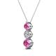 2 - Kesha (4.2mm) Round Pink Sapphire and Lab Grown Diamond Graduated Three Stone Drop Pendant 