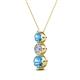 2 - Kesha (4.2mm) Round Blue Topaz and Lab Grown Diamond Graduated Three Stone Drop Pendant 