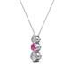 2 - Kesha (3.4mm) Round Pink Sapphire and Lab Grown Diamond Graduated Three Stone Drop Pendant 