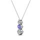 2 - Kesha (3.4mm) Round Tanzanite and Lab Grown Diamond Graduated Three Stone Drop Pendant 