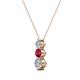 2 - Kesha (3.4mm) Round Ruby and Lab Grown Diamond Graduated Three Stone Drop Pendant 