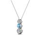 2 - Kesha (3.4mm) Round Blue Topaz and Lab Grown Diamond Graduated Three Stone Drop Pendant 