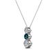 2 - Kesha (3.4mm) Round Blue Diamond and White Lab Grown Diamond Graduated Three Stone Drop Pendant 