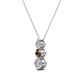 2 - Kesha (3.4mm) Round Smoky Quartz and Lab Grown Diamond Graduated Three Stone Drop Pendant 