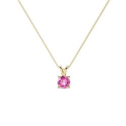 Jassiel Round Pink Sapphire Double Bail Solitaire Pendant Necklace Round Pink Sapphire Double Bail Womens Solitaire Pendant Necklace ct K Yellow GoldIncluded Inches K Yellow Gold Chain