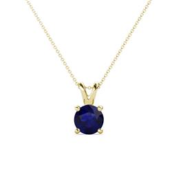 Jassiel Round Blue Sapphire Double Bail Solitaire Pendant Necklace Round Blue Sapphire Double Bail Womens Solitaire Pendant Necklace ct K Yellow GoldIncluded Inches K Yellow Gold Chain