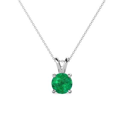 Jassiel Round Emerald Double Bail Solitaire Pendant Necklace