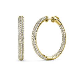 Sophie Round Diamond Row Pave Set Inside Out Hoop Earrings ctw Round Diamond Row Pave Set Inside Out Womens Hoop Earrings K Yellow Gold