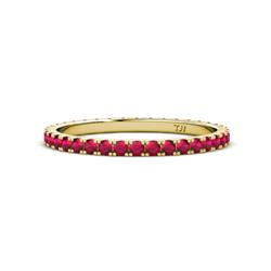 Lara Ruby Eternity Band Round Ruby ctw French Set Womens Eternity Ring Stackable K Yellow Gold