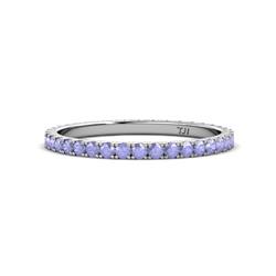 Lara Tanzanite Eternity Band Round Tanzanite ctw French Set Womens Eternity Ring Stackable K White Gold