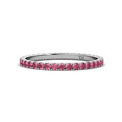 Lara Pink Tourmaline Eternity Band Round Pink Tourmaline ctw French Set Womens Eternity Ring Stackable K White Gold