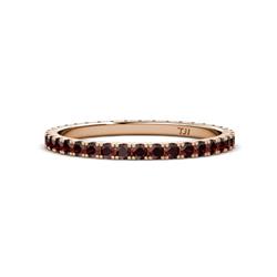 Lara Red Garnet Eternity Band Round Red Garnet ctw French Set Womens Eternity Ring Stackable K Rose Gold