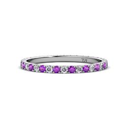 Lara Amethyst and Diamond Eternity Band Round Amethyst and Diamond ctw French Set Womens Eternity Ring Stackable K White Gold