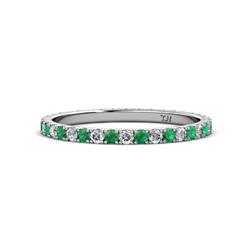 Lara Emerald and Diamond Eternity Band Round Emerald and Diamond ctw French Set Womens Eternity Ring Stackable K White Gold