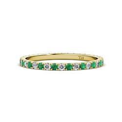 Lara Emerald and Diamond Eternity Band Round Emerald and Diamond ctw French Set Womens Eternity Ring Stackable K Yellow Gold