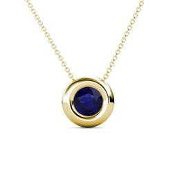 Arela Round Blue Sapphire Donut Bezel Solitaire Pendant Necklace ct Round Blue Sapphire Donut Bezel Set Womens Solitaire Pendant Necklace K Yellow GoldIncluded Inches K Yellow Gold Chain