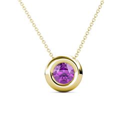 Arela Round Amethyst Donut Bezel Solitaire Pendant Necklace ct Round Amethyst Donut Bezel Set Womens Solitaire Pendant Necklace K Yellow GoldIncluded Inches K Yellow Gold Chain