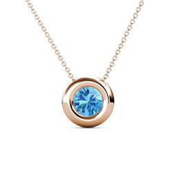Arela Round Blue Topaz Donut Bezel Solitaire Pendant Necklace ct Round Blue Topaz Donut Bezel Set Womens Solitaire Pendant Necklace K Rose GoldIncluded Inches K Rose Gold Chain