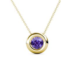 Arela Round Iolite Donut Bezel Solitaire Pendant Necklace ct Round Iolite Donut Bezel Set Womens Solitaire Pendant Necklace K Yellow GoldIncluded Inches K Yellow Gold Chain