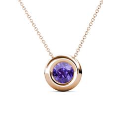 Arela Round Iolite Donut Bezel Solitaire Pendant Necklace ct Round Iolite Donut Bezel Set Womens Solitaire Pendant Necklace K Rose GoldIncluded Inches K Rose Gold Chain