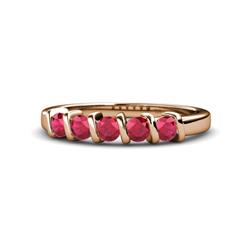 Talia Ruby Stone Wedding Band Ruby Stone Bar Set Womens Wedding Band Stackable ctw K Rose Gold