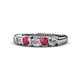 1 - Talia 3.40 mm Ruby and Diamond 5 Stone Wedding Band 