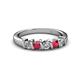2 - Talia 3.40 mm Ruby and Diamond 5 Stone Wedding Band 