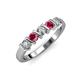 3 - Talia 3.40 mm Ruby and Diamond 5 Stone Wedding Band 