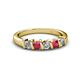 2 - Talia 3.40 mm Ruby and Diamond 5 Stone Wedding Band 
