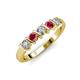 3 - Talia 3.40 mm Ruby and Diamond 5 Stone Wedding Band 