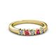 2 - Talia 3.00 mm Ruby and Diamond 5 Stone Wedding Band 