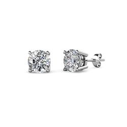Alina Round Diamond Solitaire Stud Earrings Round Diamond ctw Four Prong Women Solitaire Stud Earrings K White Gold