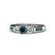1 - Jamille London Blue Topaz and Diamond Three Stone with Side London Blue Topaz Ring 