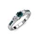 3 - Jamille London Blue Topaz and Diamond Three Stone with Side London Blue Topaz Ring 