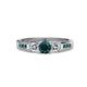 4 - Jamille London Blue Topaz and Diamond Three Stone with Side London Blue Topaz Ring 
