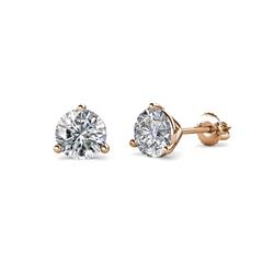 Pema Diamond Martini Solitaire Stud Earrings Diamond Three Prong Martini Womens Solitaire Stud Earrings ctw K Rose Gold