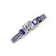 3 - Valene Diamond and Iolite Three Stone with Side Iolite Ring 