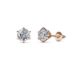 Kenna Natural Round Diamond Six Prongs Martini Solitaire Stud Earrings Most Popular Round Diamond ctw SI GH Six Prongs Martini Solitaire Stud Earrings K Rose Gold