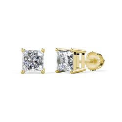 Zoey Princess Cut Diamond ctw SI HI Four Prongs Solitaire Stud Earrings Best Value Princes Cut Diamond ctw SI HI Four Prongs Solitaire Stud Earrings K Yellow Gold