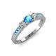 3 - Ayaka Blue Topaz and Diamond Three Stone with Side Blue Topaz Ring 
