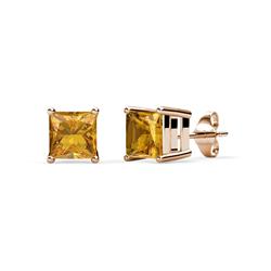 Zoey Citrine Solitaire Stud Earrings Princess Cut Citrine ctw Four Prong Solitaire Womens Stud Earrings K Rose Gold