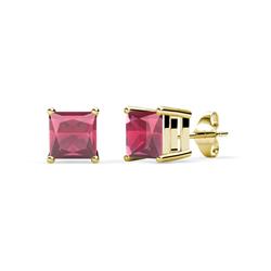 Zoey Rhodolite Garnet Solitaire Stud Earrings Princess Cut Rhodolite Garnet ctw Four Prong Solitaire Womens Stud Earrings K Yellow Gold